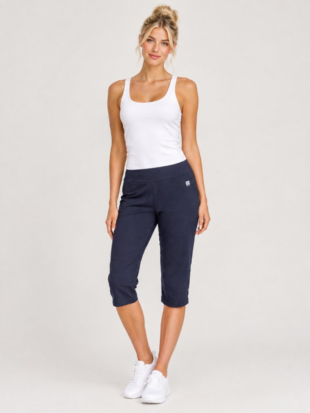2/$30 Lands' End Pedal Pusher Legging with Utility Pockets Navy XL #A4986